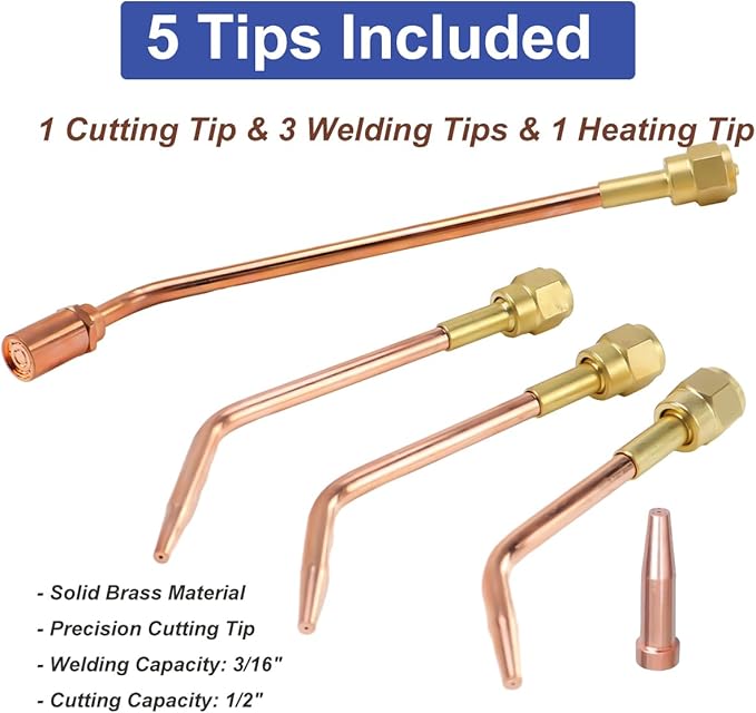 Cutting Torch Set Oxy Acetylene Torch Kit,Portable Gas Cutting Torch and Welding Kit with HeatingTip, Acetylene Oxygen Gas Regulator Twin Gas Hose Welding Glasses