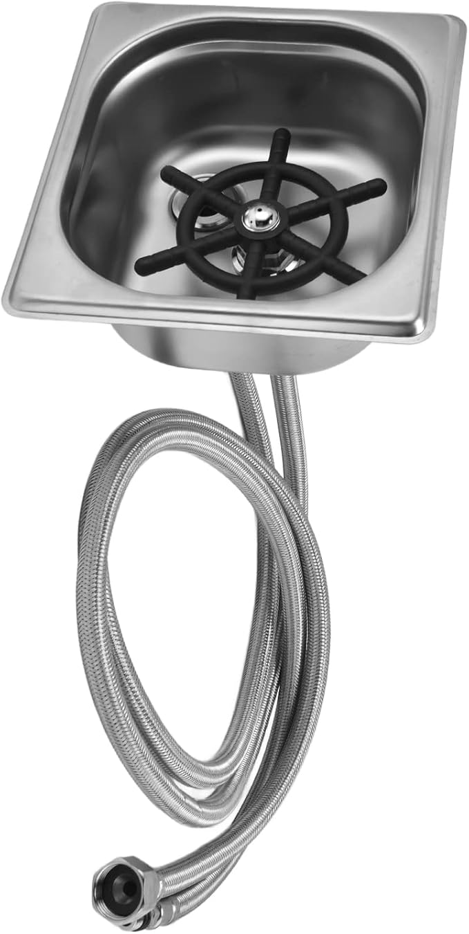 Glass Rinser, Square Stainless Steel Automatic Cup Washer Cleaner Quick Rinser Kitchen Sink Accessories for Bar Pub Restaurant Coffee Shop Hotel Silver