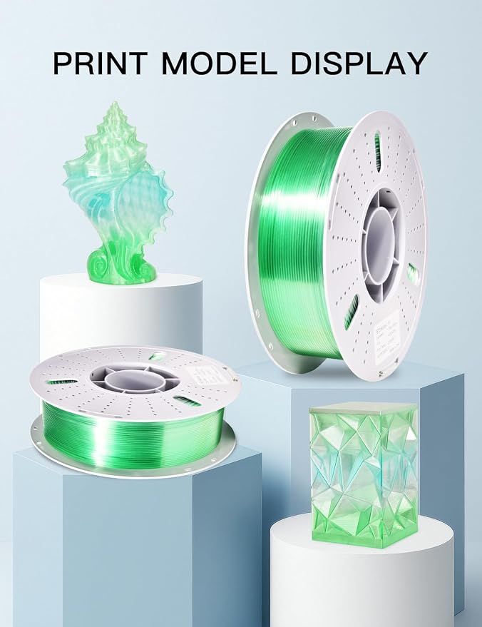 PINBALL Transparent PETG 3D Printer Filament 1.75mm ±0.02mm, Multicolor Clear Rainbow Filament, Translucent PETG Filament, 1KG/2.2lbs