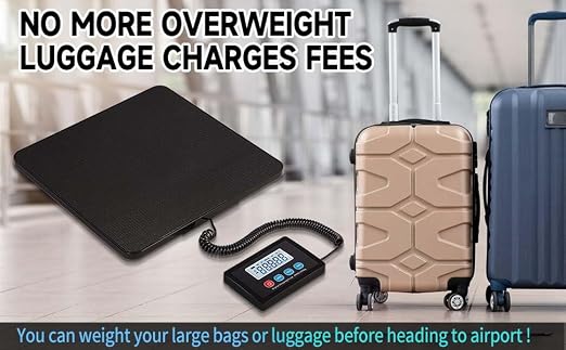 440lbs Postal Scale, Hold/Tare Function, Manual/Auto Off LCD Display, Lightweight Scale for Packages/Luggage/Home, Battery & AC Adapter Included