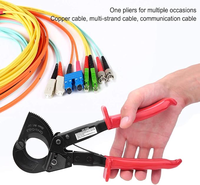 Astibym Cable Cutter Red Handle Ratchet Cable Cutter High Hardness for Solid Wire for Strand Wire(HS 325A),Bolt Cutters
