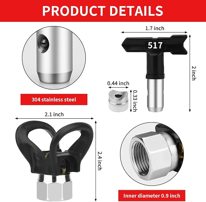 Spray Freely-8 Piece Set of Extension Pole Rod,Airless Paint Sprayer Gun Tip Extension Pole,with Swivel Joint Reversible Spray Tips and Tip Guard Protector (8in 12in 20in 30in 40in)
