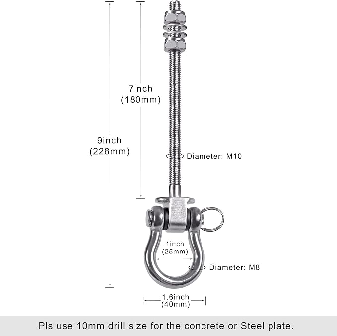 BeneLabel Heavy Duty Swing Hangers with Bearings - Set of 4 Stainless Steel 304 Hardware for Wood & Metal Beams - Ideal for Hanging Hammocks, Yoga Swings, Porch Swing - 1500LB Capacity - 7" x M2/5"