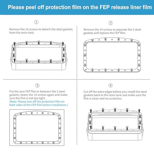 6PCS FEP Film Release Films for Phrozen Sonic Mega 8K /8K V2 /8KS Resin 3D Printer with 95% Light Transmittance, 450 x 290 x 0.15mm