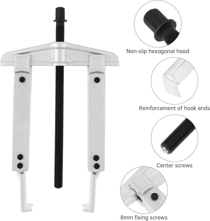 ChgImposs Gear Puller Set, 3 in 1 Heavy Duty Extendable Pulley Puller Kit - Cr-V Steel 2-Jaw Gear & Pulley Remover Tool with 3 Claw Sizes for Bearing, Gear, Pulley & Flywheel Removal