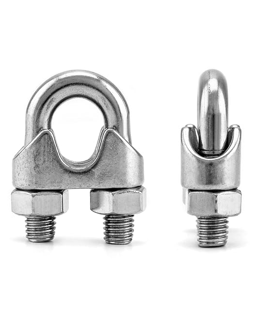 QWORK 1/2" Wire Rope Clamp Clip M12, 20 Pack Large U Bolt Saddle Guy Fastener, 304 Stainless Steel Fastener Cable Clamps, Connect 2 Layers of Wire to Form a Loop