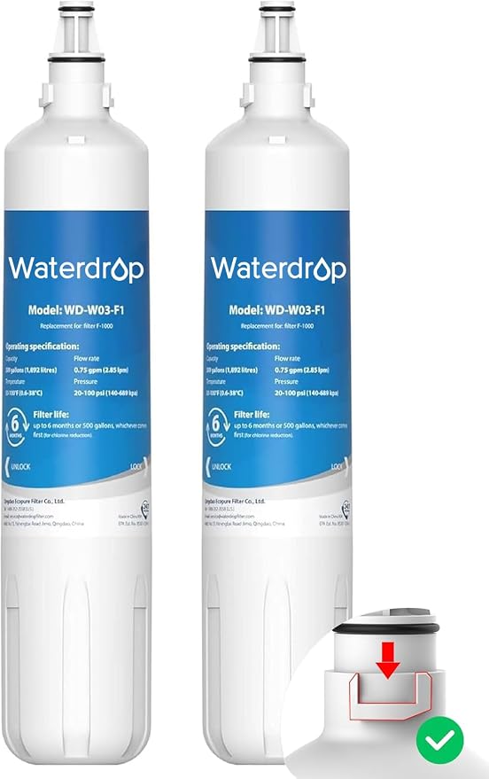 Waterdrop F-1000 Water Filter, Replacement for InSinkErator® F-1000 F-2000 Filter and AquaPure AP Easy C-Complete, Reduces Chlorine, Bad Taste & Odor, NSF/ANSI 42 Certified, 2 Pack