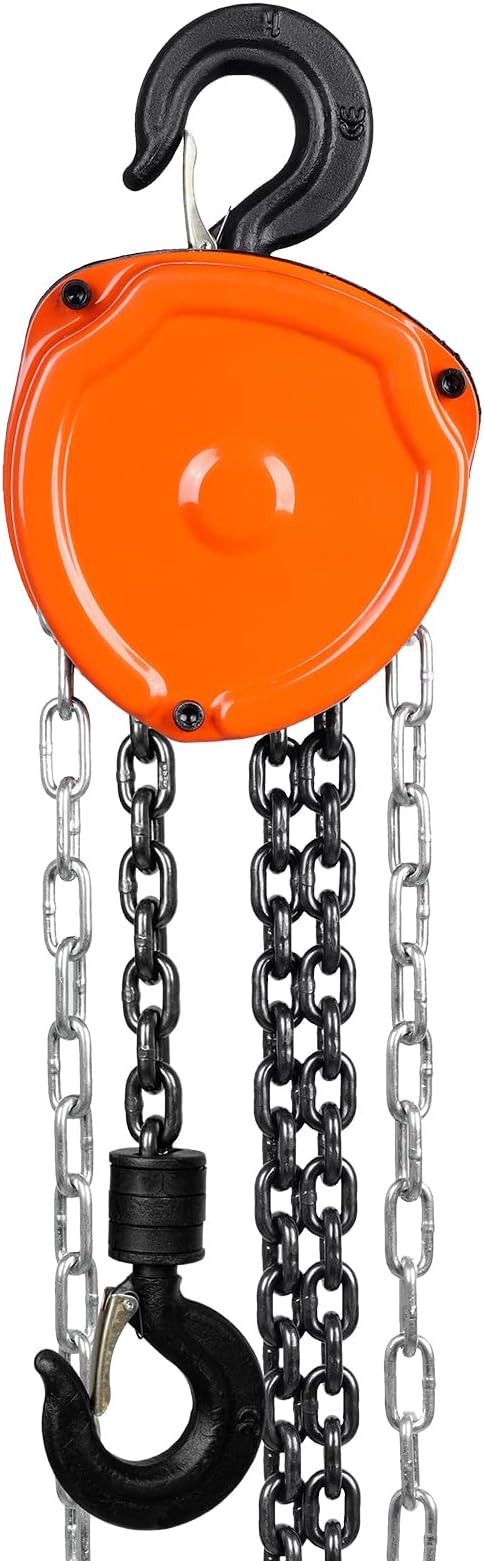 VEVOR Hand Chain Hoist, 1 Ton 2200 lbs Capacity 20 FT Come Along, G80 Galvanized Carbon Steel with Double-Pawl Brake, Auto Chain Leading & 360° Rotation Hook, for Garage Factory Dock