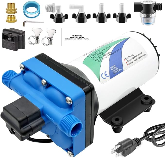 110V AC electric high-pressure self-priming diaphragm pump, Equipped with pressure switch，5.5GPM, 70Psi, for RV Marine Yacht Lawn Garden