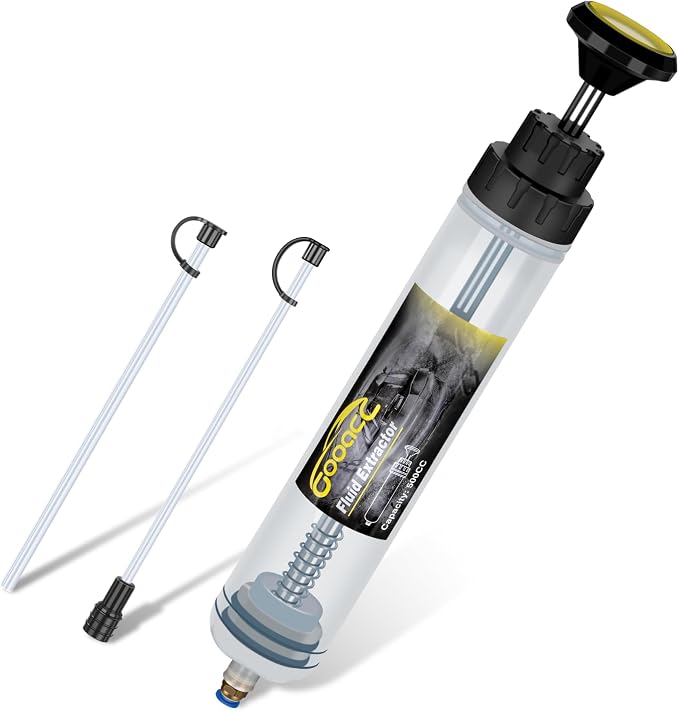 GOOACC Oil Extractor Pump, 500CC Fluid Extractor Automotive Manual Fuel Suction & Filler Pump with Extension Hose Syringe Vacuum Pump, Brake Fluid Extractor for Oil Change Extraction Transfer (500ml)