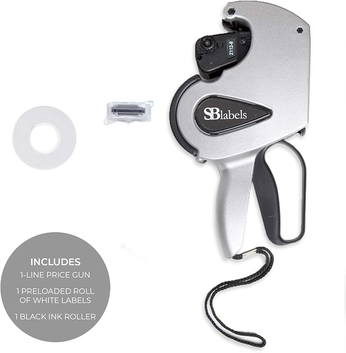 SBLabeler Price Gun/One Line Pricing Gun/Pre-Loaded Roll of White Labels and Instruction Sheet