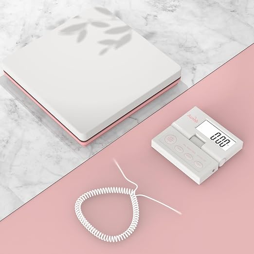 Postal Mail Scales for Shipping, 110LB(50KG) Scale for Package, Three Functions: Tare,Mode and Hold, Individual Flexible Panel,with Manual and Adapter