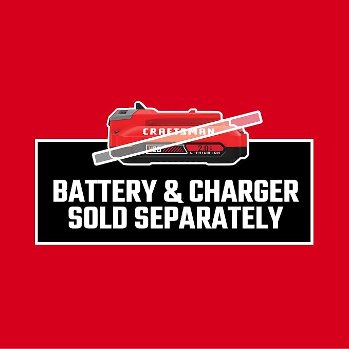 CRAFTSMAN V20 Electric Ratchet, Extended Reach, Cordless 3/8 Ratchet with Multi-Size 1/4 and 1/2 Drive Interchangeable Anvils, LED Light, 300 RPM, 40 ft-lbs Torque, Battery Not Included (CMCF936B)