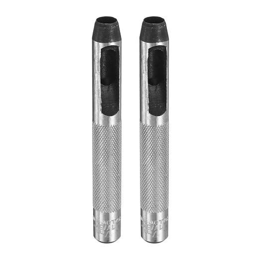 HARFINGTON 2pcs Leather Round Hole Punch, 7mm Hollow Hole Puncher Cutter Carbon Steel Circle Hole Punching Cutting Tool for Belt/DIY Leather Craft