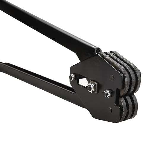 Strapping Sealer for Both Poly & Polyester Strap, Strength Saving Heavy Duty Manual Banding Tool for 1/2" - 3/4" Width Plastic Strap, 20" Long Handle (Black)