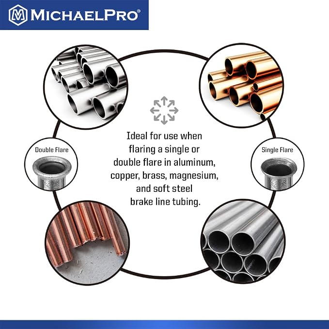 MichaelPro MP009090 Single and Double Flaring Tool Kit with Extra Adapters- Use on Aluminum, Copper, Soft Steel Brake Line and Brass Tubing