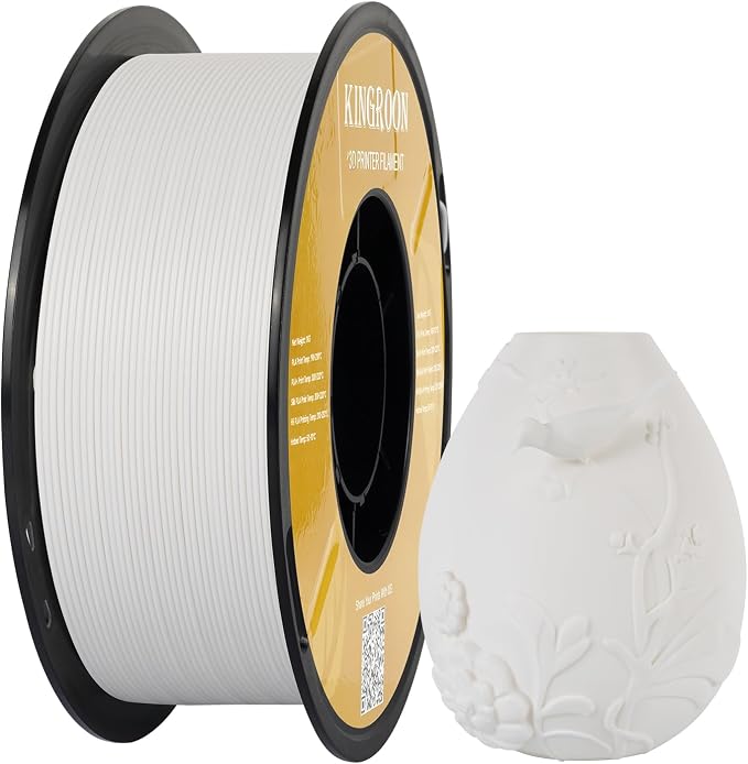 Kingroon Matte PLA Filament 1.75mm 3D Printer Filament Matte Filament 1kg Dimensional Accuracy +/- 0.02 mm (Matte White)