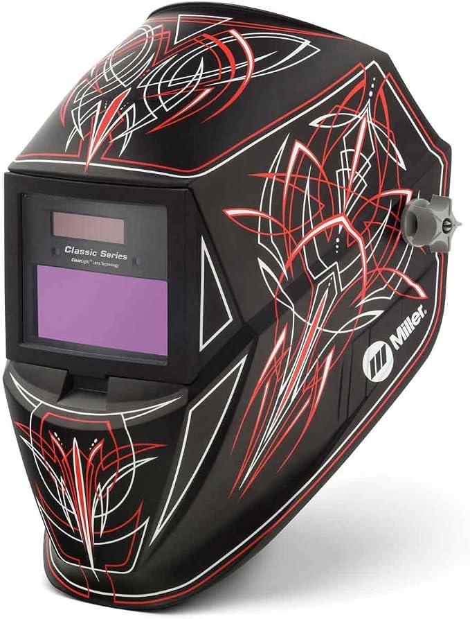 Miller Classic Series Auto-Darkening Welding Helmet - Professional TIG/MIG Welding Mask with ClearLight Technology, High Definition Optics, Variable Shade 8-13, Comfortable Headgear, Rise