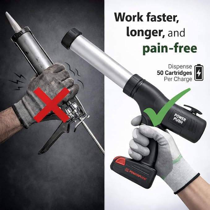 5026 Series Cordless Caulking Gun – 20V Lithium Battery Powered Electric 20oz Cartridge Dispenser, Lightweight 5.6 lbs, 850 lb Thrust, No-Drip Sealant & Adhesive Applicator