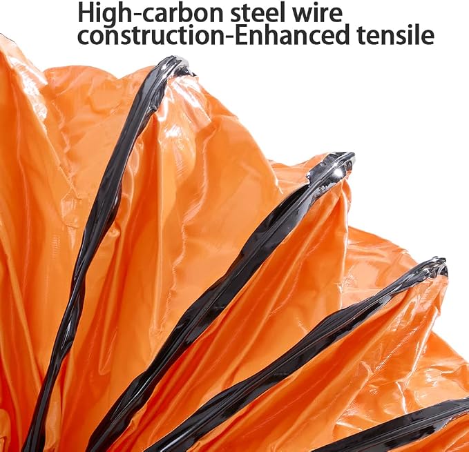 16ft PVC Flexible Ducting Hose with Adjustable Rope, 20Inch Flame Retardant HVAC Ducting for Blower Exhaust Fan (20IN x 16FT)