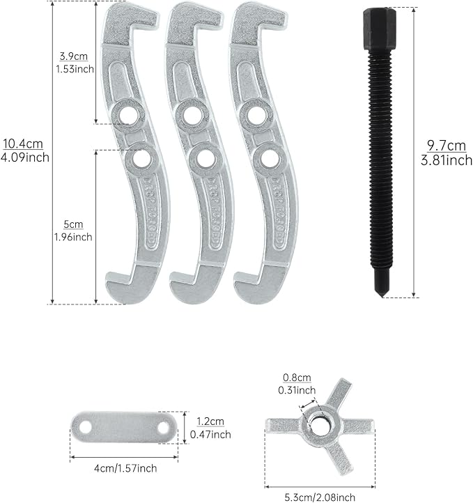 ChgImposs 3 Inch 3-Jaw Gear Puller, 2 Jaw 3 Jaw Puller for Pulley Gears Bearings and Flywheels, Heavy Duty Pulley Puller with Reversible Jaws, High Carbon Steel Removal Tool Bearing Puller Tool
