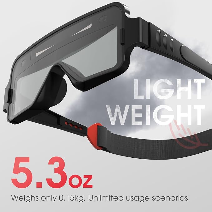 YESWELDER True Color Auto Darkening Welding Goggles, 2 Sensors Solar Powered Lightweight MIG/TIG/Stick Welder Glasses, for Permanent Jewelry Making & Tight Space Exhaust Repair