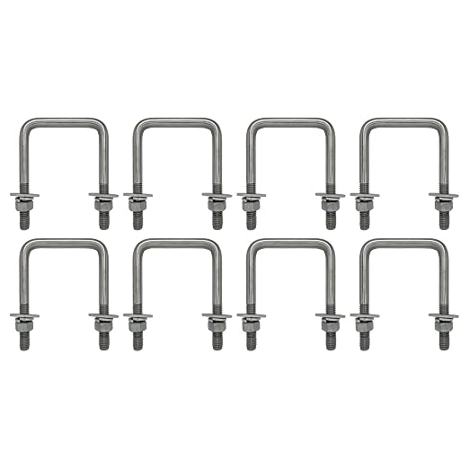 A.A Square U Bolt with Hardware for Boat Trailer, Galvanized Steel, 1/2" Diameter x 3-1/16" x 4-5/16" for 3x3 Beam (8 Pack)