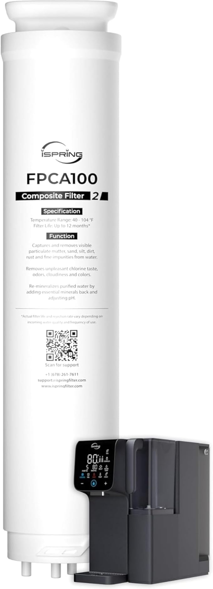 iSpring FPCA100 Replacement Filter for RCD100HCG Countertop Reverse Osmosis System, Composite Filter, with PP Sediment, Activated Carbon and Alkaline Media, Replacement Cycle: Up to 12 Months