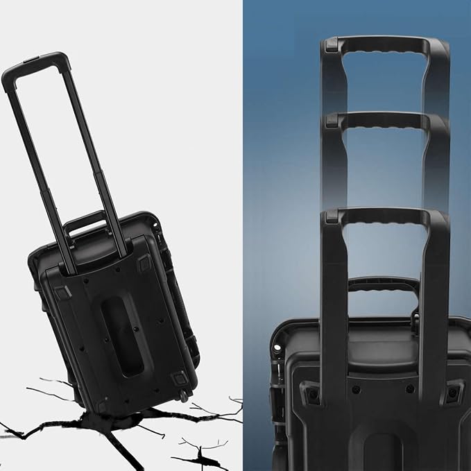 21" L x 16" W x 10" H Large Hard Case with Foam, Portable Rolling Hard Case with Wheels, Waterproof Shockproof Dustproof, Suitable for Cameras, Lenses, Camcorder, Instrument, Telescopes