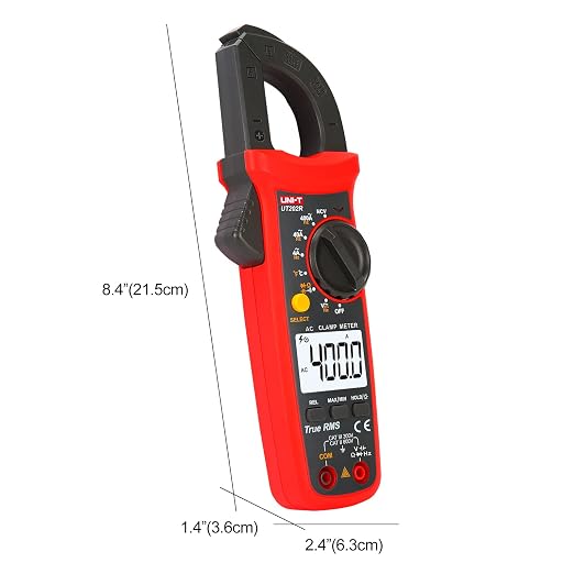 UNI-T Digital Clamp Meter UT202R AC Current TRMS Volt Amp Ohm Meter HVAC Clamp On Multimeter, Auto Ranging 4000Counts Temperature AC DC Voltage Frequency Resistance Capacitance Continuity Diode Tester