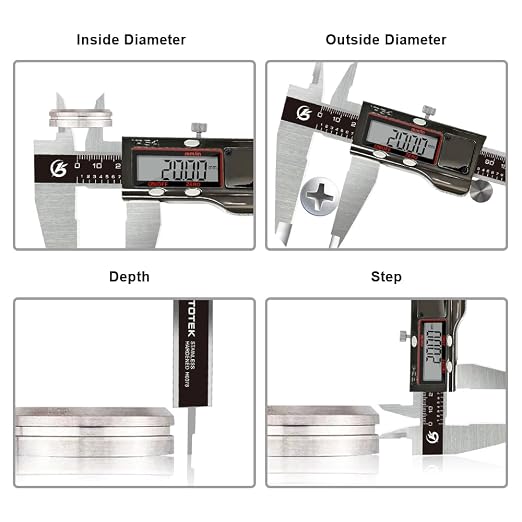 KETOTEK Digital Caliper 8 Inch Caliper IP54 Splash Proof, Measuring Tool with Stainless Steel, Electronic Micrometer LCD Screen, Switch from Inch Metric, Auto-Off for DIY, 3D Printing, Jewelry
