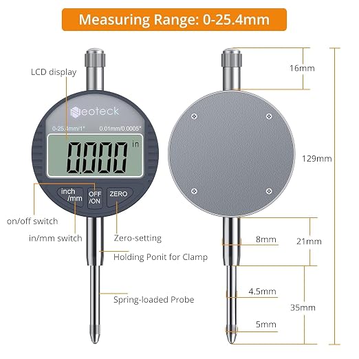 Neoteck Digital Dial Indicator Gauge and Magnetic Base Set with Storage Case 0-1 inch/ 25.4mm, 0.0005inch/0.01mm Inch/Metric Conversion Measuring Tool for 3D Printer Lathe Workshop Woodworking-Silver