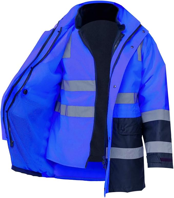 SMASYS Safety High Visibility Oxford Double Thick Reflective Jacket, ANSI Class 3, Construction Protective Work Wear