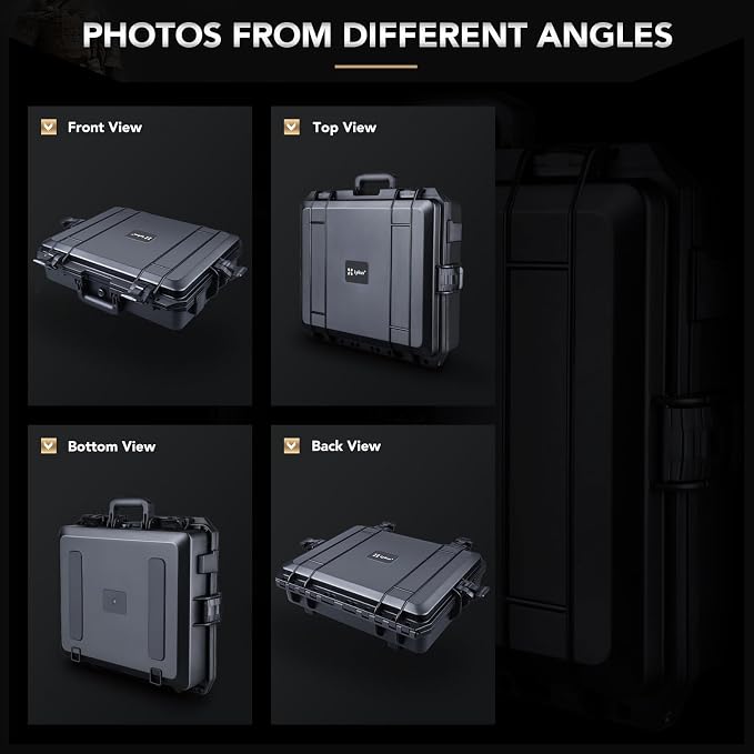 Lykus HC-4610 Waterproof Hard Case with Foam, Interior Size 18.1x14.2x5.1 inch, Suitable for camera,laptop,electronic equipment and more