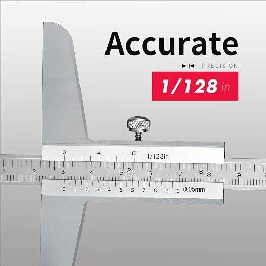 0-150mm Depth Vernier Caliper Micrometer Measuring Tool, 0.02mm Resolution,Carbonsteel Caliper Measuring Tool, DRINYOUNG (0-150/128in Depth Caliper)