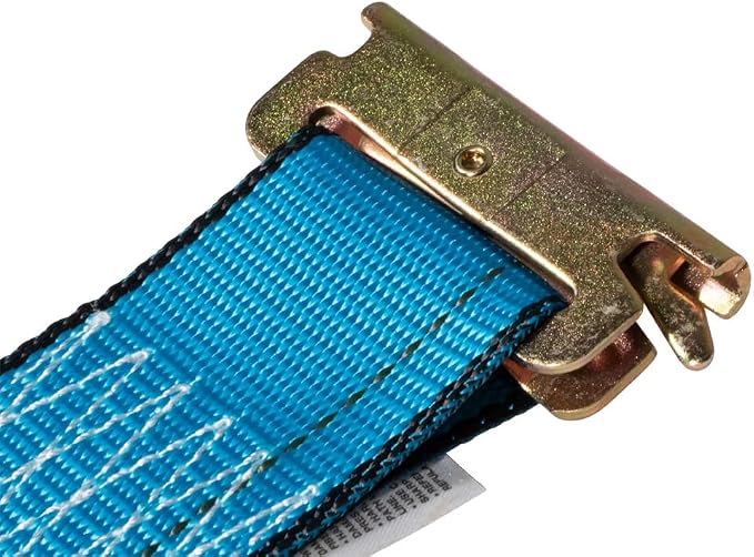 Mytee Products (100 Pack 2'' x 20' E Track Straps w/Spring E-Fittings - Blue Ratchet Etrack Straps w/Heavy Duty 4000 lbs Breaking Strength for Enclosed Trailers, Trucks & Vans