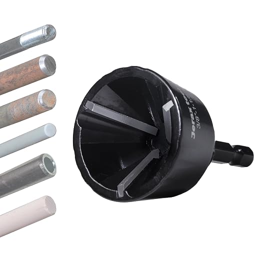 Tungsten Carbide Chamfering Drill Bit 1-1/8" for Removing Burr and Edge Deburring, Quick Release Hex Shank Deburring Tool for Metal Rod, Tube, Screw, Dowel, Sheet, Copper/PVC Pipe