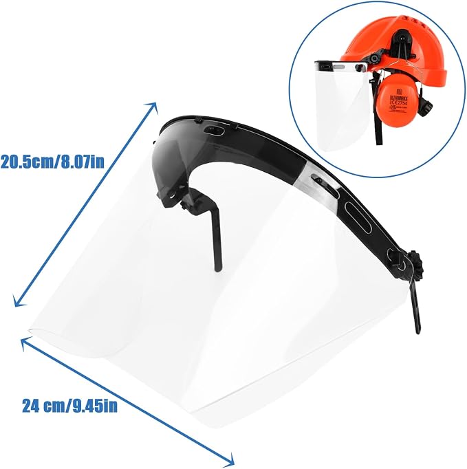 UM ULTRAMAXX Full Face Shield Eye & Head Protection, Hard Hat Replacement Polycarbonate Face Shield Attachment, Adapter for Hard Hat and Safety Helmets (Clear Pc Face Shield)