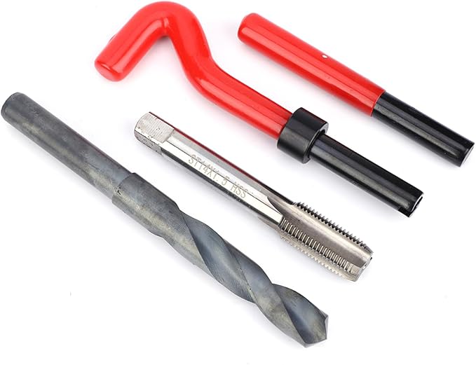 M14x1.5 Thread Repair Kit, 15 Pcs Portable Thread Chaser Set, Thread Metric Inserts Repair Kits, Compatible Hand Tool Set for Auto Repairing