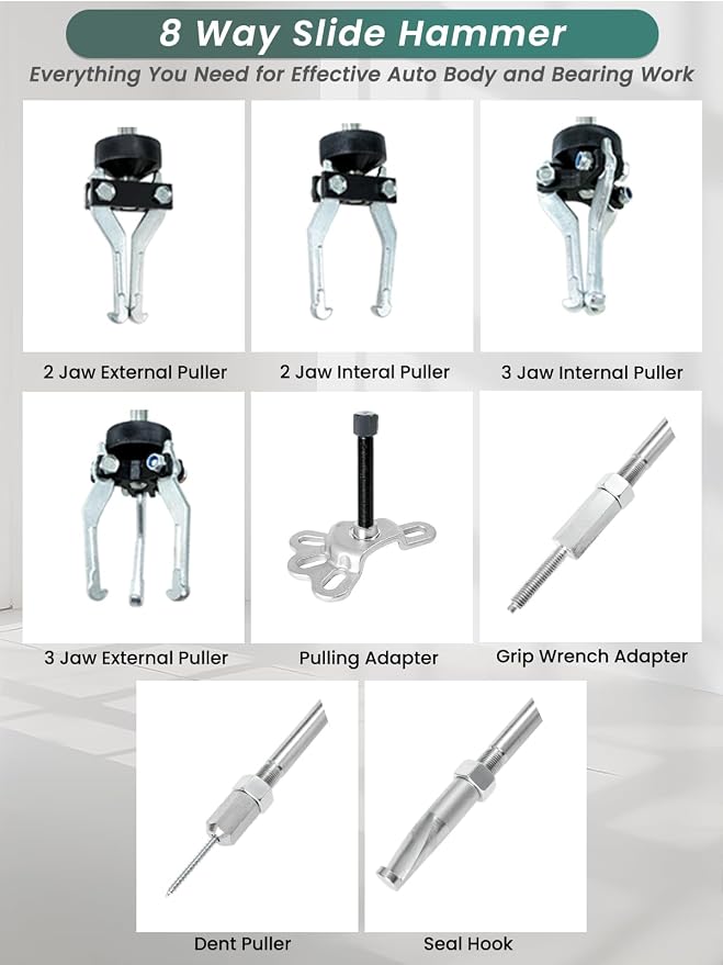 Slide Hammer 17PCS Axle Front Rear Wheel Bearing Dent Hub Gear Puller Remover Set Slide Hammer Puller Set