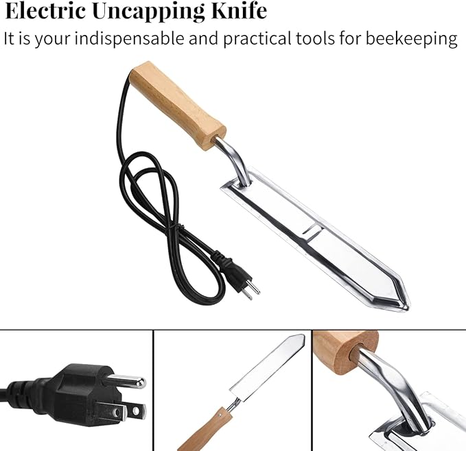 GLOGLOW Beekeeper Honey Tool, Electric Uncapping Knife Honey Cutter Scraper Bee Extractor Beekeeping Tools Honeycomb Cutter Honey Cutting Knife
