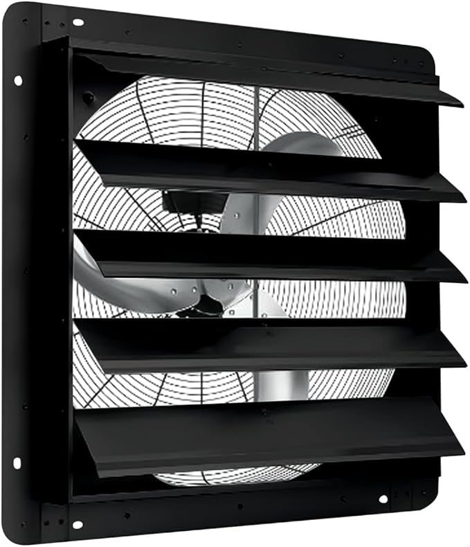 20 Inch Shutter Exhaust Fan, 3500 CFM Automatic Aluminum Ventilation Fan Wall Mount, High Speed Quiet Motor for Greenhouse, Warehouse, Shop, Attic