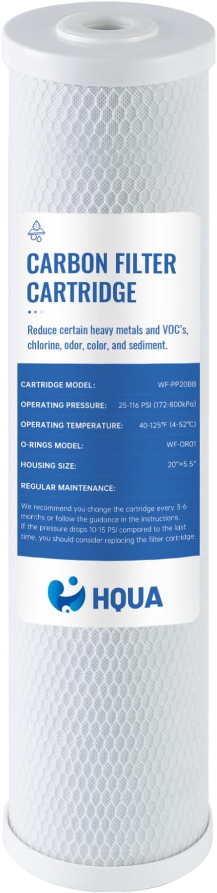 Whole House Carbon Block Replacement Filter Cartridge, WF-CB20BB, Fit for WF3 Series, NSF certified Carbon Block