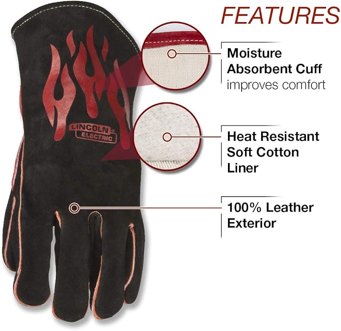 Jackson Safety Premium Auto Darkening Welding Helmet (47103) Bundle with Lincoln Electric Traditional MIG/Stick Welding Gloves