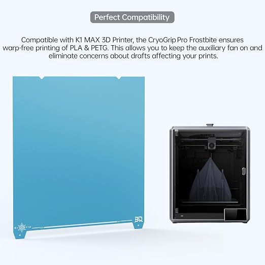 BIQU CryoGrip Pro Frostbite Build Plate for K1 Max, Ender-3 V3 Plus 3D Printers, Cold Panda Build Plate, Room Temperature Printing, Double-Sided Textured Sheet, 310x315mm 1 Piece