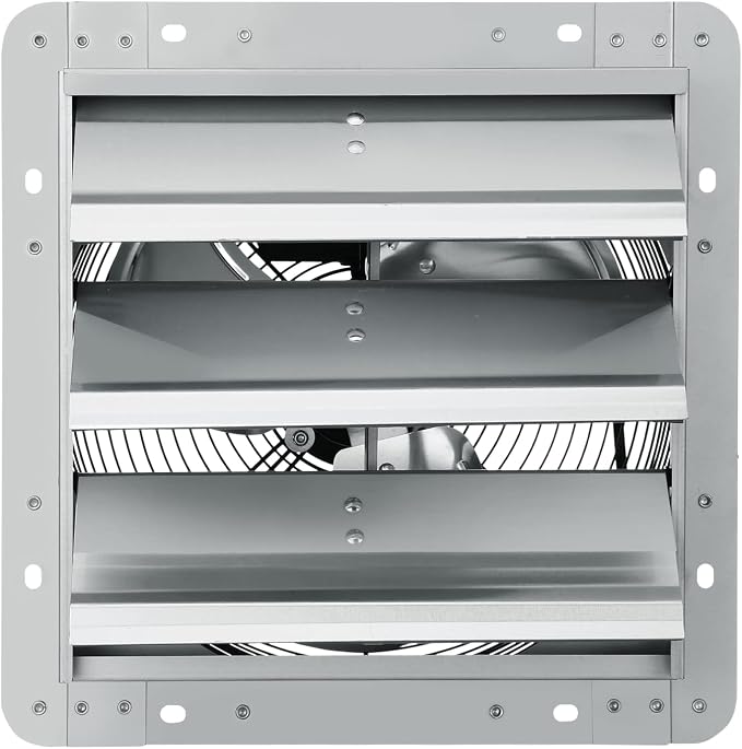 VEVOR 12'' Shutter Exhaust Fan, High-speed 1000 CFM, Aluminum Wall Mount Attic Fan with AC-motor, Ventilation and Cooling for Greenhouses, Garages, Sheds, Shops, FCC