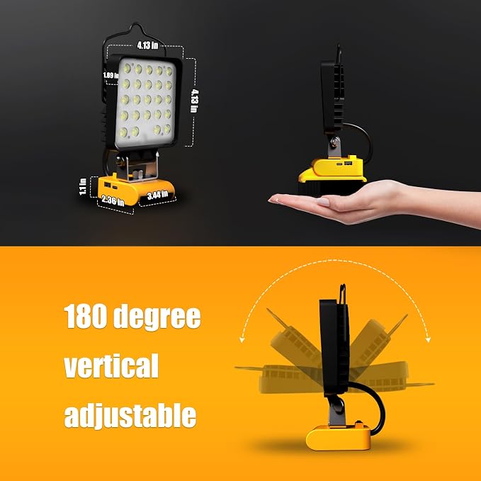 LANKA Bundle to Save -2 Pcs 90W 7600LM LED Work Light for Dewalt 20v Max Battery + 3200LM Work Light for Mechanic Black,Light Up Your Life