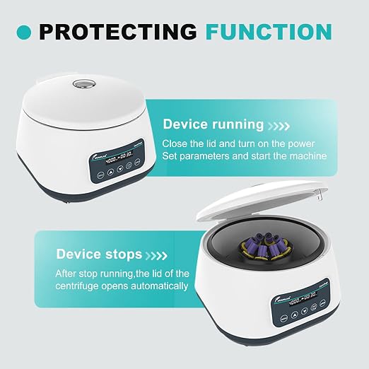 JOANLAB Lab Centrifuge Machine LC400 2ml/5ml/10ml x 8, 15ml x 4 Low Speed 500-4000rpm,1717xg RCF Digital Benchtop Centrifuges w/Timer