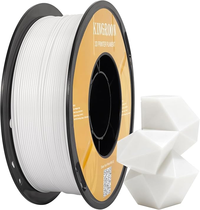 Kingroon High Speed PETG 3D Printer Filament 1.75mm, 3D Printer Rapid Filament for 30-600mm/s Hyper Printing Filament, Dimensional Accuracy +/- 0.03 mm, 1kg Plastic Spool(2.2lbs)(White)
