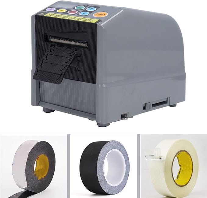 Automatic Tape Dispenser with Electric CutterSmart ABS Tape Dispenser for 1/2 Inch, 3/4 Inch, and 1 Inch Packaging Tape, Pre-Set Length Control Silicone Roller